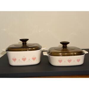 Vintage Corningware Forever Yours 1QT/1.5QT Square Casseroles A-1-B & A-1.5-B